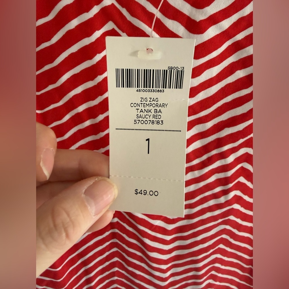 Chicos Red Chevron Zig Zag Contemporary Tank Top Womens SZ 1 New Casual Summer - Picture 4 of 8